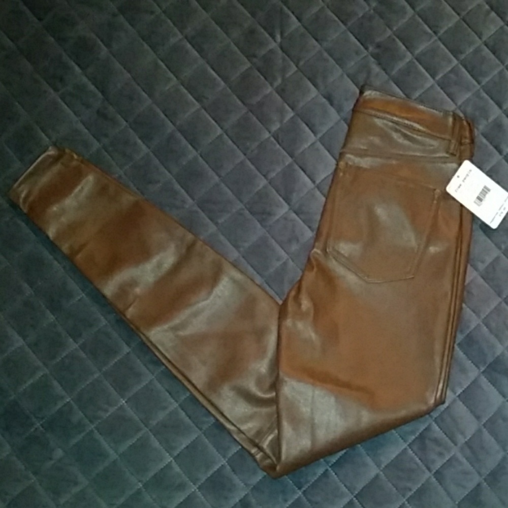 NWT Free People high rise leather pants, sz 25